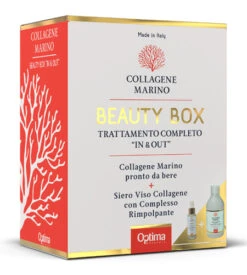 OPTIMA COLLAGENE MARINO BEAUTY BOX TRATTAMENTO COMPLETO IN & OUT COLLAGENE MARINO IDROLIZZATO PRONTO DA BERE 500 ML + SIERO VISO 30 ML